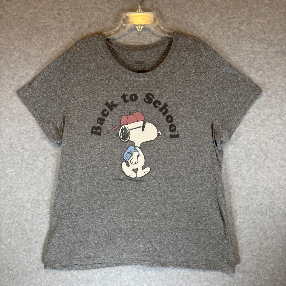 Peanuts Snoopy T-Shirt Women 22/24 Gray Excellent Back To School Graphic Tee